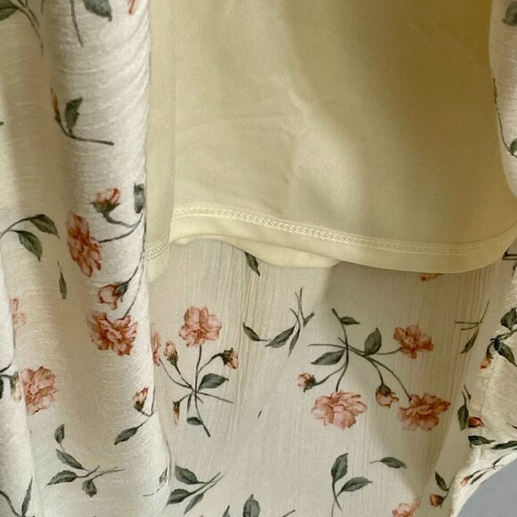 NWOT American Eagle Floral Tiered Ruffle Tie Waist Midi Skirt Cream Size S - Picture 13 of 14